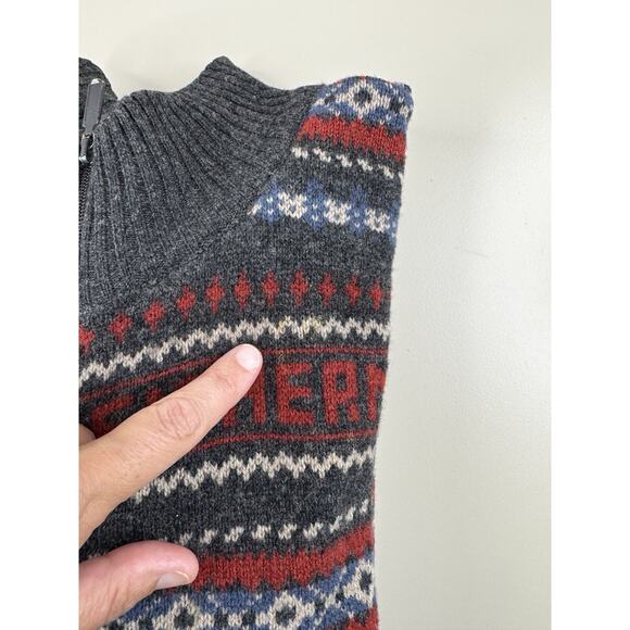 VTG Fisherman Out of Ireland XL Wool Sweater Cardigan Fair Isle Nordic Lambswool - Picture 12 of 13